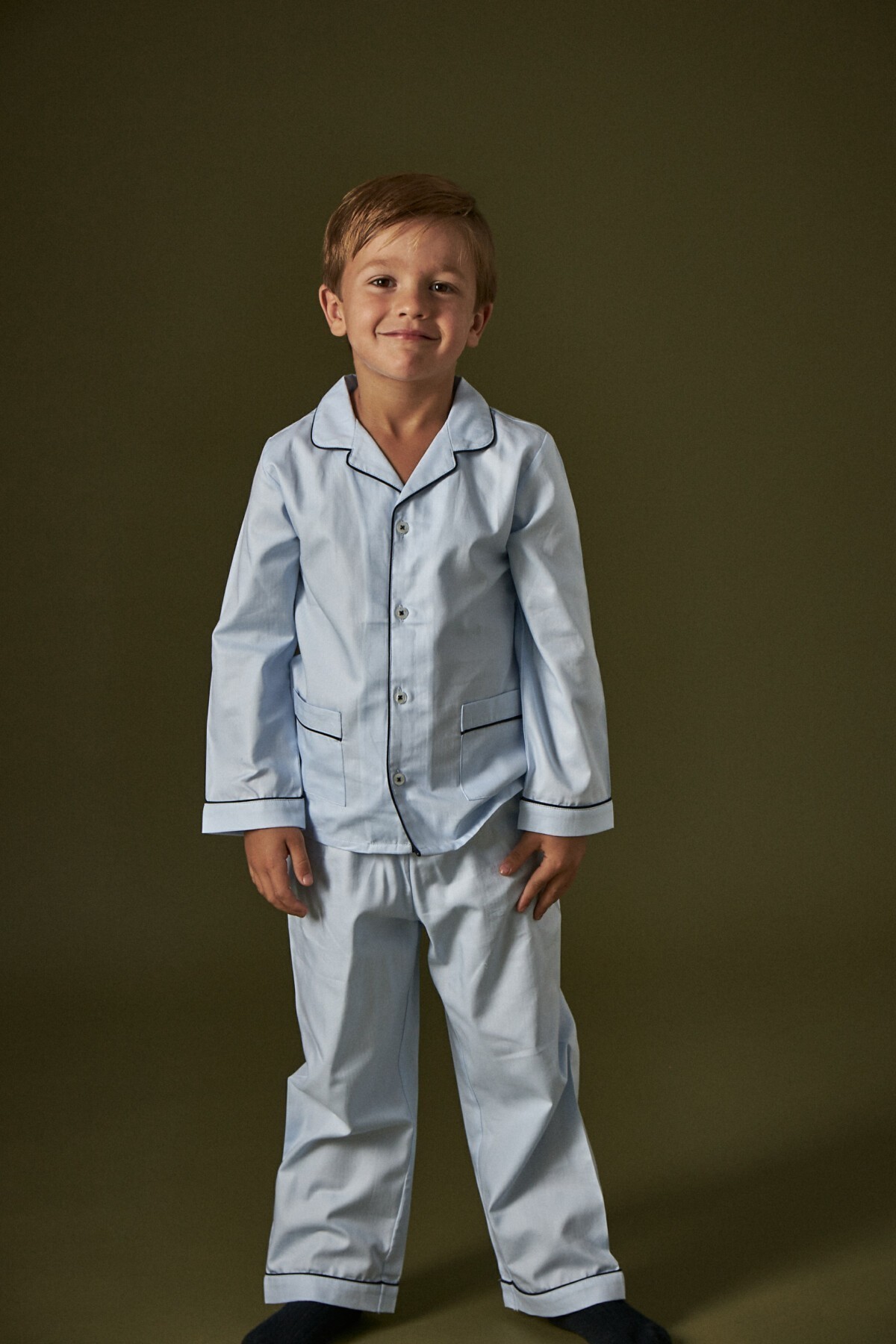 Pijama Dobby Celeste Con Azul - Tienda online de pijamas bebé, adulto | Letts Dream