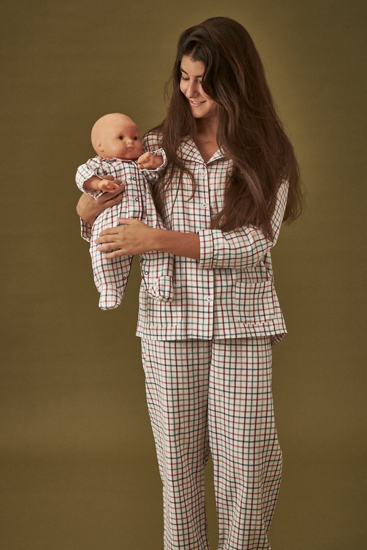 Pijama Bebe Con Volante Cuadros Verde Y - Tienda online de pijamas para bebé, niño adulto Dream